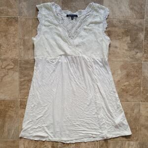 Y2K BluHeaven Womens Small White Lace Sleeveless Tunic Top Babydoll Coquette